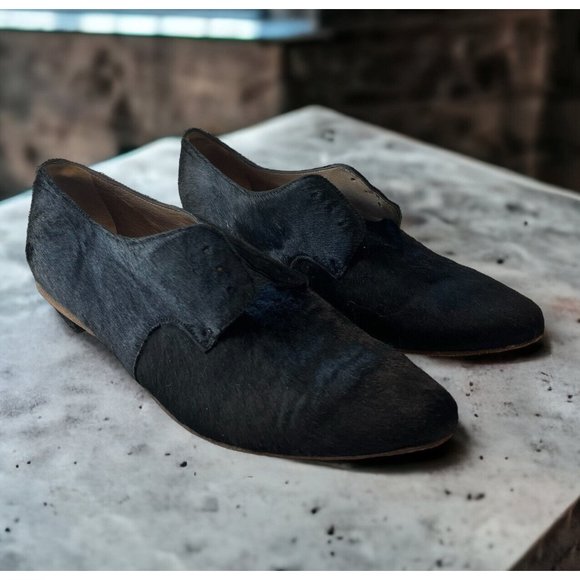Marsell Shoes - Marsell Black Pony Hair & Leather Oxford Loafers Pointed Toe
